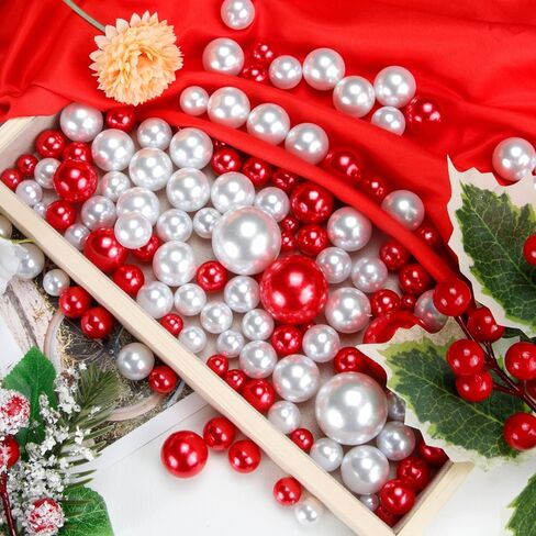 BYMORE 10000+ مجموعة حشو المزهرية العائمة DIY بما في ذلك 10000 قطعة من خرز جل الماء و70 قطعة من اللؤلؤ الأبيض الأحمر و20 قطعة من قصب الحلوى لديكور طاولة المنزل في عيد الميلاد in Kuwait