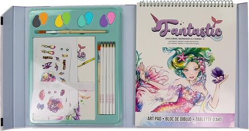 Style Me Up: يونيكورن رائع، حوريات البحر والجنيات، مجموعة طلاء بالألوان المائية، تتضمن 24 قالبًا، وكتيب تفصيلي يعلم الأطفال أساسيات الرسم بالألوان المائية، للأعمار من 8 سنوات فما فوق in Kuwait