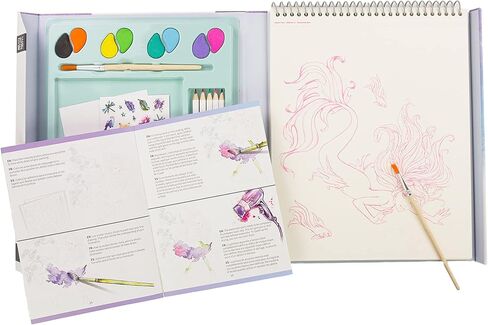 Style Me Up: يونيكورن رائع، حوريات البحر والجنيات، مجموعة طلاء بالألوان المائية، تتضمن 24 قالبًا، وكتيب تفصيلي يعلم الأطفال أساسيات الرسم بالألوان المائية، للأعمار من 8 سنوات فما فوق in Kuwait