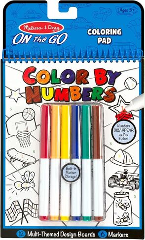 Melissa & Doug On the Go Color by Numbers Kids' Design Boards: Playtime, Construction, Sports, and More - Party Favors, Stocking Stuffers, Travel Toys, Coloring Books For Kids Ages 5+ in Saudi Arabia
