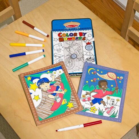 Melissa & Doug On the Go Color by Numbers Kids' Design Boards: Playtime, Construction, Sports, and More - Party Favors, Stocking Stuffers, Travel Toys, Coloring Books For Kids Ages 5+ in Saudi Arabia