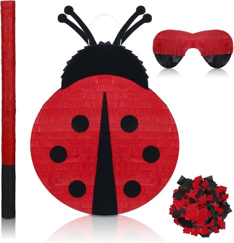 Charniol Ladybug Pinata with a Blindfold and Bat Confetti Ladybug Party Decorations for Birthday Party Summer Theme Parties Carnival Decorations, 15.75x11.42x2.76 Inches in Saudi Arabia