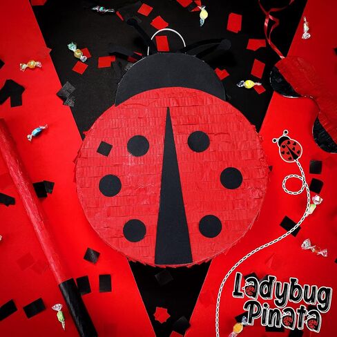 Charniol Ladybug Pinata with a Blindfold and Bat Confetti Ladybug Party Decorations for Birthday Party Summer Theme Parties Carnival Decorations, 15.75x11.42x2.76 Inches in Saudi Arabia