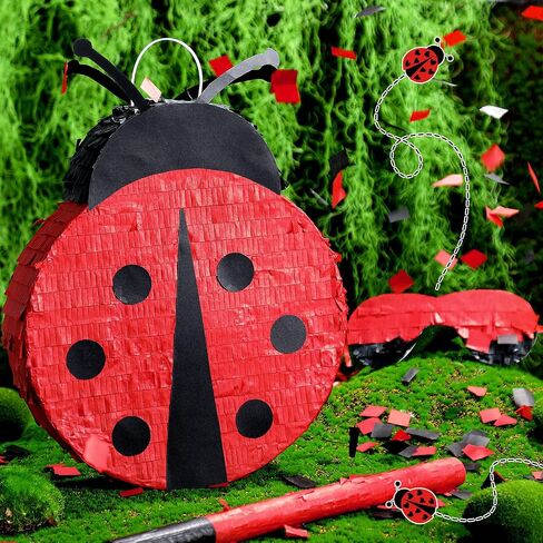 Charniol Ladybug Pinata with a Blindfold and Bat Confetti Ladybug Party Decorations for Birthday Party Summer Theme Parties Carnival Decorations, 15.75x11.42x2.76 Inches in Saudi Arabia