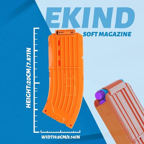 EKIND 10 Darts Banana Curved Clips, Soft Bullet Quick Reload Clips Compatible for Nerf Elite Magazine Toy Gun (Orange, Pack of 3) in Kuwait