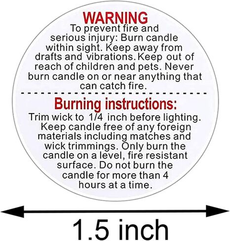 1000 قطعة من ملصقات التحذير من الشموع البيضاء مقاس 1.5 انش مقاومة للماء لملصقات شموع برطمانات الشموع التي تصنعها بنفسك in Kuwait