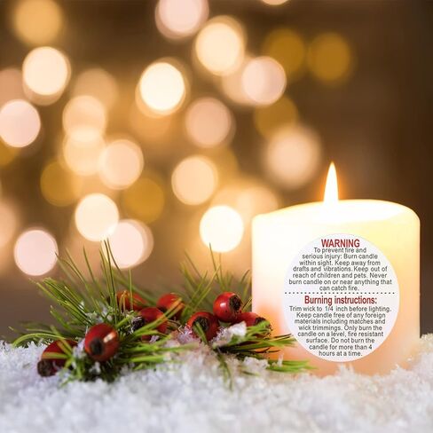 1000 قطعة من ملصقات التحذير من الشموع البيضاء مقاس 1.5 انش مقاومة للماء لملصقات شموع برطمانات الشموع التي تصنعها بنفسك in Kuwait