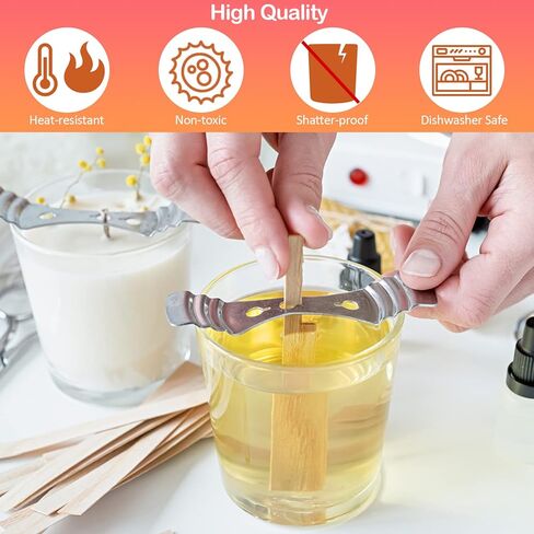 يوني هارت 12 عبوة من برطمانات الشموع الزجاجية 8 اونصة لصنع الشموع، برطمانات شموع شفافة مع اغطية من الخيزران وملصقات لاصقة، حاويات شموع فارغة كبيرة لصنع الشموع - امنة للاستخدام في غسالة الصحون in Kuwait