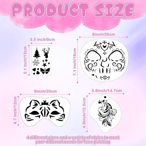 Marspark 24 Pcs Halloween Face Paint Stencils Set Reusable Face Painting Makeup Stencils Face DIY Art Template for Halloween Cosplay (Animal Style) in Kuwait