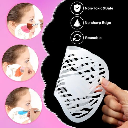 Marspark 24 Pcs Halloween Face Paint Stencils Set Reusable Face Painting Makeup Stencils Face DIY Art Template for Halloween Cosplay (Animal Style) in Kuwait
