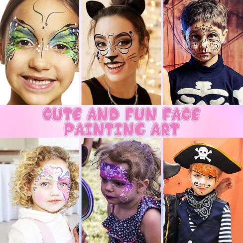 Marspark 24 Pcs Halloween Face Paint Stencils Set Reusable Face Painting Makeup Stencils Face DIY Art Template for Halloween Cosplay (Animal Style) in Kuwait