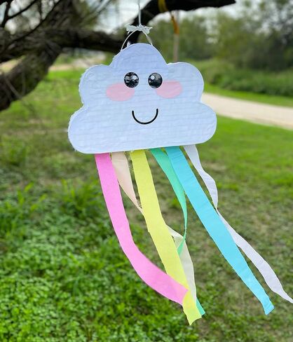 Cloud Rainbow Pinata 4-piece bundle for kids (17.5"x11"x5") Perfect for Cute Rainbow Birthday Decorations, Girls Party Supplies, 1st b-day Parties and More by Jergrim in Kuwait