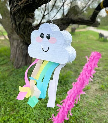 Cloud Rainbow Pinata 4-piece bundle for kids (17.5"x11"x5") Perfect for Cute Rainbow Birthday Decorations, Girls Party Supplies, 1st b-day Parties and More by Jergrim in Kuwait