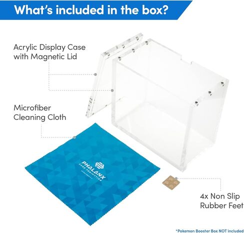 Phalanx Booster Box Acrylic Display Case for Pokemon Booster Box - Premium Acrylic Magnetic Box 99% UV Protection with Microfiber Cloth & Rubber Feet (Cards Not Included) in Kuwait