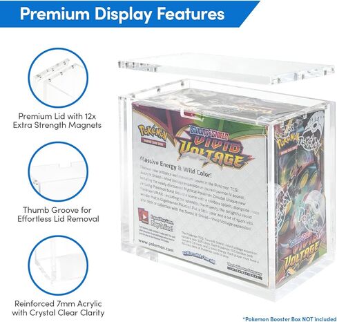 Phalanx Booster Box Acrylic Display Case for Pokemon Booster Box - Premium Acrylic Magnetic Box 99% UV Protection with Microfiber Cloth & Rubber Feet (Cards Not Included) in Kuwait