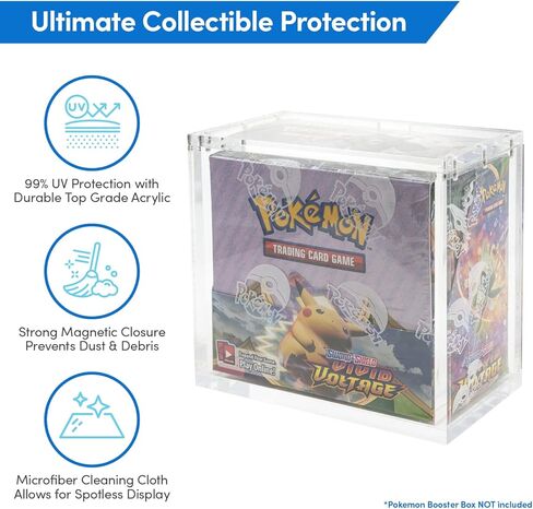 Phalanx Booster Box Acrylic Display Case for Pokemon Booster Box - Premium Acrylic Magnetic Box 99% UV Protection with Microfiber Cloth & Rubber Feet (Cards Not Included) in Kuwait