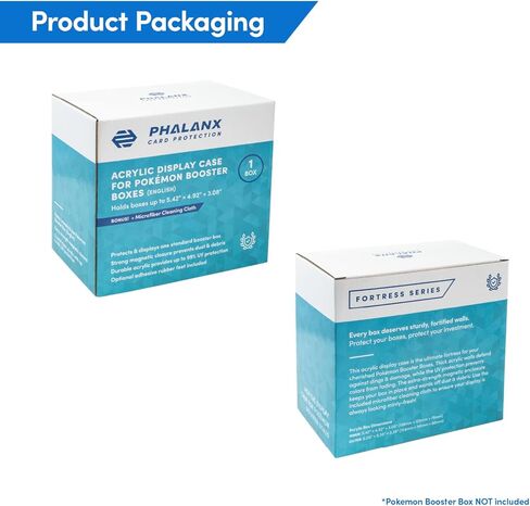 Phalanx Booster Box Acrylic Display Case for Pokemon Booster Box - Premium Acrylic Magnetic Box 99% UV Protection with Microfiber Cloth & Rubber Feet (Cards Not Included) in Kuwait