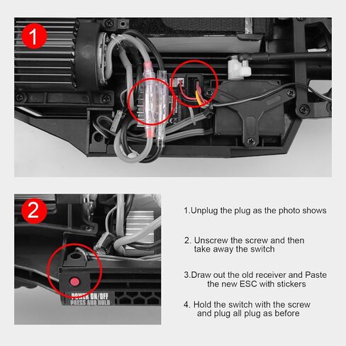 HAIBOXING 1/12TH Scale RC Cars Spare Parts Waterproof Brushed ESC/Receiver Apply to 905&903 (90127) in Saudi Arabia