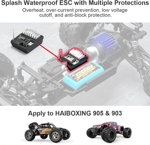 HAIBOXING 1/12TH Scale RC Cars Spare Parts Waterproof Brushed ESC/Receiver Apply to 905&903 (90127) in Saudi Arabia