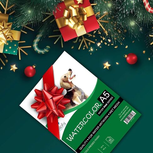 Bellofy Water Coloring Paper Journal - Painting Paper for Kids w/Cold Press Watercolor Paper Finish - 5.8x8.3 in - 130 IB 190 GSM - Watercolor Paper Kids & Artists Will Love - Art Paper for Wet Media in Kuwait