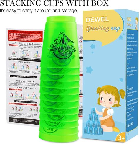لعبة أكواب التكديس من ديويل مع 15 طريقة للتكديس، مجموعة تكديس مكونة من 12 قطعة، أكواب رياضية للتكديس مع مادة خالية من مادة BPA، لعبة عائلية كلاسيكية، فكرة هدية رائعة لمحبي ألعاب المكدس. (أحمر) in Kuwait