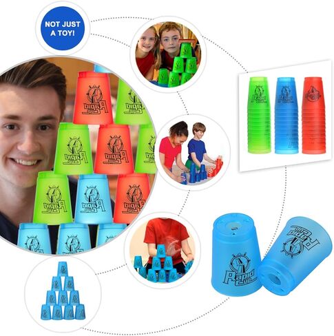 لعبة أكواب التكديس من ديويل مع 15 طريقة للتكديس، مجموعة تكديس مكونة من 12 قطعة، أكواب رياضية للتكديس مع مادة خالية من مادة BPA، لعبة عائلية كلاسيكية، فكرة هدية رائعة لمحبي ألعاب المكدس. (أحمر) in Kuwait