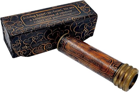 مشكال نحاسي عتيق مصنوع يدويا مع صندوق جلد وعدسة عاكسة ثلاثية الابعاد، مظهر عتيق، مشهد بلمسة نهائية عتيقة للاطفال والاصدقاء والاطفال هدية عيد الحب in Kuwait