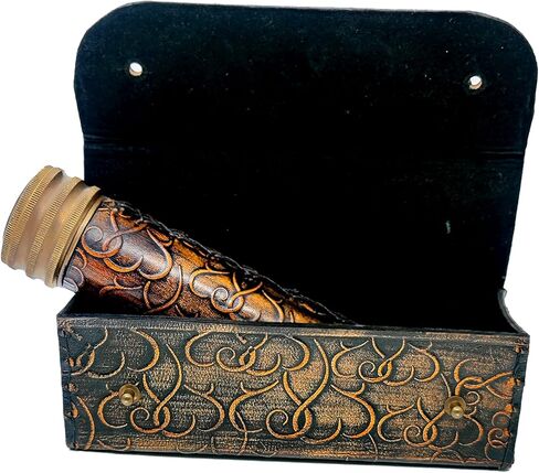 مشكال نحاسي عتيق مصنوع يدويا مع صندوق جلد وعدسة عاكسة ثلاثية الابعاد، مظهر عتيق، مشهد بلمسة نهائية عتيقة للاطفال والاصدقاء والاطفال هدية عيد الحب in Kuwait