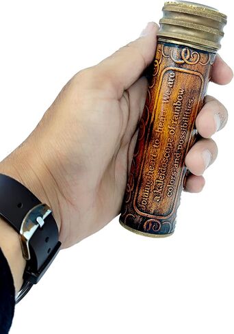 مشكال نحاسي عتيق مصنوع يدويا مع صندوق جلد وعدسة عاكسة ثلاثية الابعاد، مظهر عتيق، مشهد بلمسة نهائية عتيقة للاطفال والاصدقاء والاطفال هدية عيد الحب in Kuwait