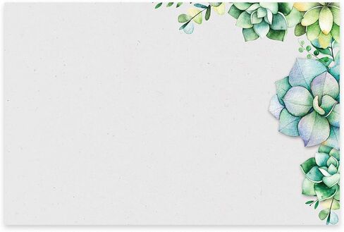 Succulents Recipe Cards, Set of 50, Water Resistant - Stunning Watercolor Greenery Motif for Nature Lovers (4x6 in. - Rounded Edges) in Kuwait