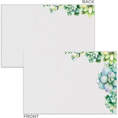 Succulents Recipe Cards, Set of 50, Water Resistant - Stunning Watercolor Greenery Motif for Nature Lovers (4x6 in. - Rounded Edges) in Kuwait