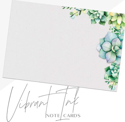 Succulents Recipe Cards, Set of 50, Water Resistant - Stunning Watercolor Greenery Motif for Nature Lovers (4x6 in. - Rounded Edges) in Kuwait