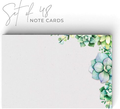 Succulents Recipe Cards, Set of 50, Water Resistant - Stunning Watercolor Greenery Motif for Nature Lovers (4x6 in. - Rounded Edges) in Kuwait