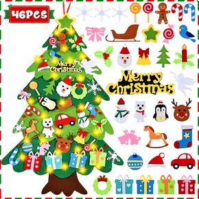 شجرة عيد الميلاد اللباد - زينة عيد الميلاد بطول 3.4 قدم للأطفال الصغار مع 41 قطعة من الزينة، هدايا عيد الميلاد DIY لتزيين جدار الباب. in Kuwait