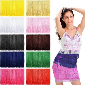 10 Roll 20 Yards 4 Inch Chainette Fringe Trim Tassel Sewing Trim Multi Colored Fringe Trims Lace Trim Ribbon Polyester Tassel Trim for DIY Craft Home Accessory Lamp Shade Clothing Decor, 10 Colors in Saudi Arabia
