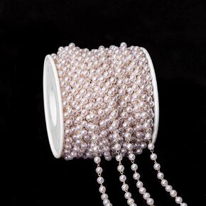KAOYOO 5 Yard 3MM Faux Pearl Brass Chain for Sewing Crafts,DIY Decoration and Wedding Decorations.(3MM)