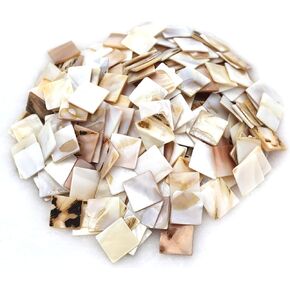 Tueascallk 300 Pieces of Bulk Natural Mother of Pearl Mosaic Tiles, for Home Decoration and Handmade Crafts, 0.8"(L) x 0.8"(W) x 0.06"(T)