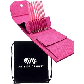 Lykke Driftwood 6-Inch (15cm) Crochet Hook Set Birchwood US Sizes E-4, F-5, G-6, 7, H-8, I-9, J-10, K-10.5, L-11, & M-13 Includes Black Denim Case with Project Bag