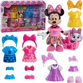 Disney Junior Minnie Mouse Glitter and Glam Pet Fashion Set, 23-piece Doll and Accessories, Officially Licensed Kids Toys for Ages 3 Up by Just Play in Saudi Arabia