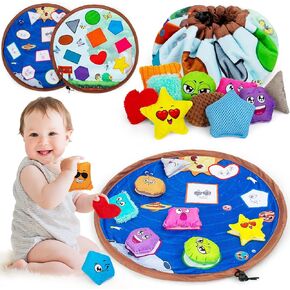 teytoy Sensory Shape Bean Bags Educational Matching Games for Toddlers 1-3 to Learn Shapes, Colors, Diffenent Textures, Expressions Squeakers and Bells Preschool Classroom Must Haves Toddler Bean Bag