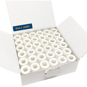 HimaPro 144 White Prewound Bobbins for Embroidery Machines Size L (SA155) Cardboard Sided Good for Brother, Babylock, Janome, Bernina, Husqvarna, Pfaff Embroidery Machines Etc (White) - 60 Weight in Saudi Arabia