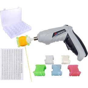 بكرة لف خيوط التطريز الكهربائية من جيوتشي، مع صندوق منظم خيط التطريز و200 بكرة خيط بلاستيكية صلبة وملصقات ارقام الخيط لاداة الخياطة والتطريز بنفسك in Kuwait