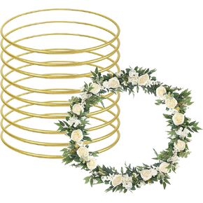 UNIIDECO 10 Pack Metal Floral Hoops Gold Wreath Rings for Macrame Crafts Centerpiece Dream Catcher Christmas Wreath Wedding DIY Wall Hanging Decor (8 Inch)