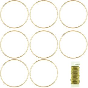8 Pack Metal Rings for Crafts 4 Inches Macrame Rings Dream Catcher Supplies Floral Hoop Centerpieces Circle Centerpieces for Wedding Table Metal Circle Hoops for Crafts DIY Wreath Candle Rings, Gold
