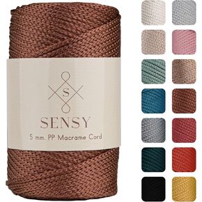 Sensy Premium 5mm 104 Yards Polyester Rope 100% Polypropylene Cord Macrame Cord 5mm Crochet Bag Cord Macrame Rope Crochet Thread Gift for Knitter (Brown) in Kuwait