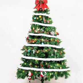 شريط زينة من الفرو الصناعي الابيض للكريسماس بطول 13 ياردة، اكليل شجرة الكريسماس، شريط من الفرو الصناعي، اكسسوارات الحرف اليدوية لتزيين حفلات العطلات والخياطة والتشذيب بعرض 1.57 انش in Kuwait