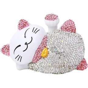 Wakauto Lucky Cat Figurines Solar Dancing Toy Dashboard Doll Lucky Statue Cat Waving Arm Chinese Japanese Statue Car Home Decoration Accessories in Saudi Arabia