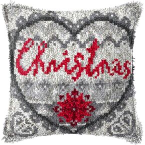 LAPATAIN Latch Hook Kits for DIY Throw Pillow Cover,Christmas Pattern Needlework Cushion Cover Hand Craft Crochet 17x17inch