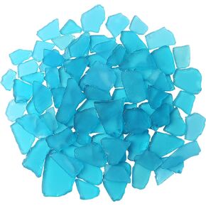 Sea Glass for Crafts 16oz Blue Sea Glass Decor for Beach Wedding DIY Crafting Vase Filler（Aquamarine）