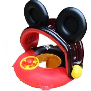 حمام سباحة للأطفال من أرسيماتو يطفو مع مظلة قابلة للإزالة للحماية من الشمس، طوف لطيف قابل للنفخ مع مقعد ومقبض، حلقة سباحة على شكل قارب للأطفال الرضع لا تقلب للأطفال الصغار من عمر 4 إلى 48 شهرًا in Kuwait